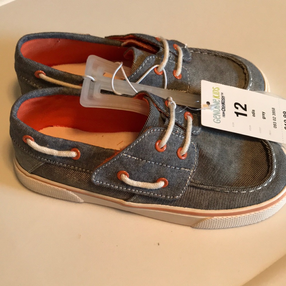 NWT Denim and Orange Boys Boat Shoes
